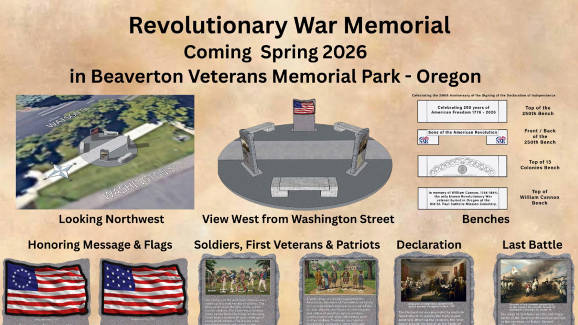 Beaverton Veterans Revolutionary War Memorial design
