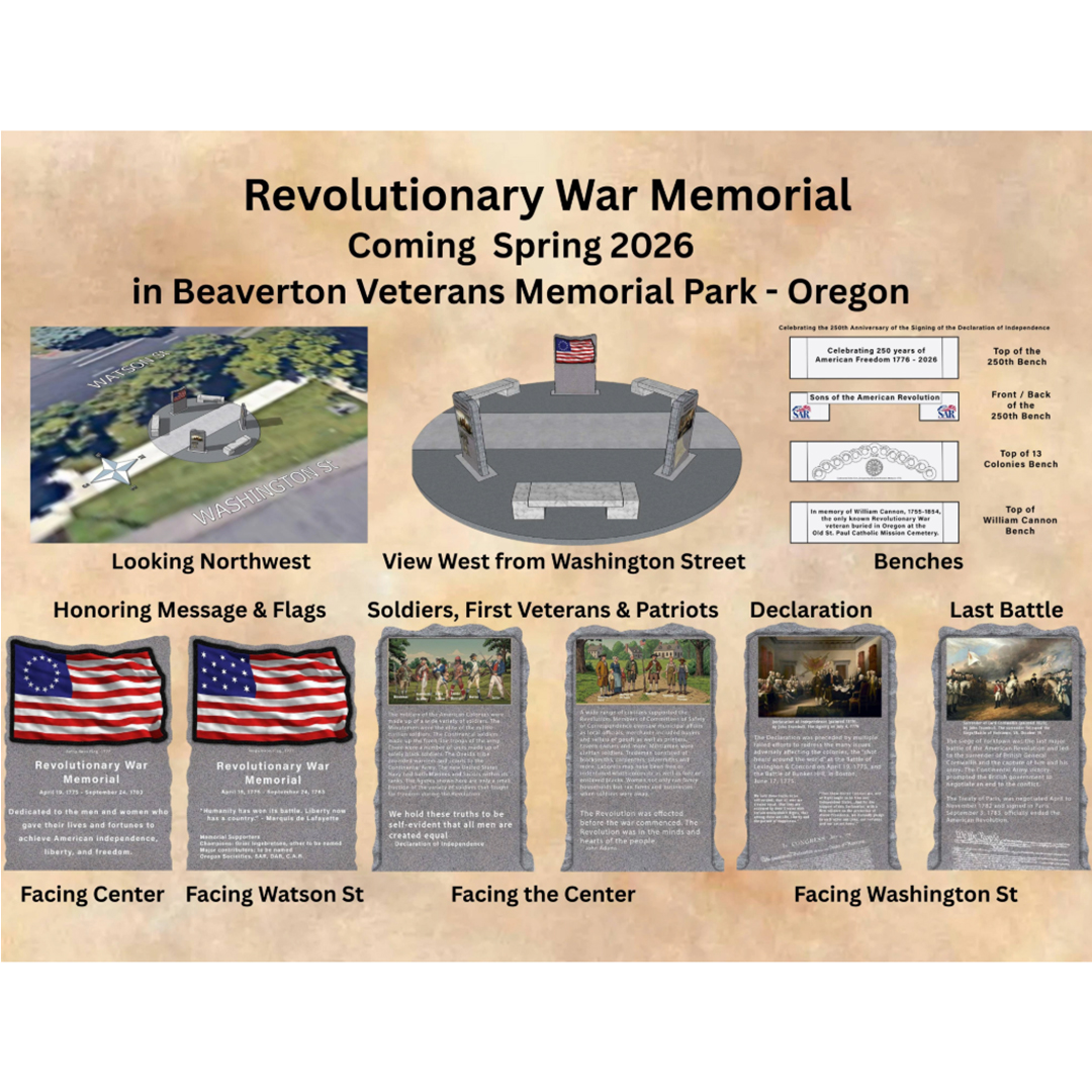 Revolutionary War Memorial Dedication in Beaverton Veterans Memorial Park