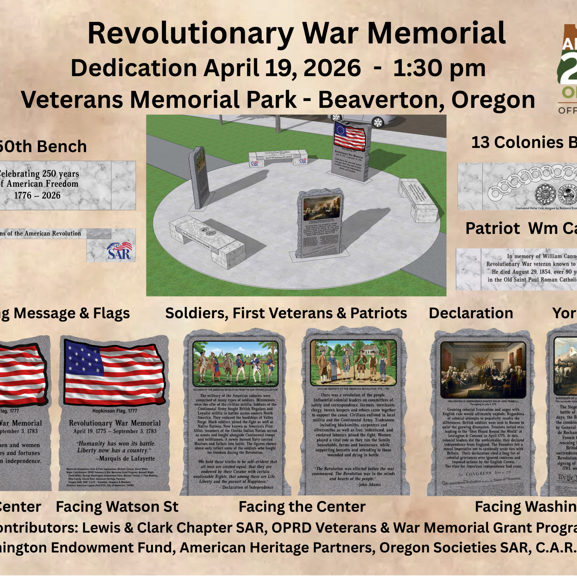 Revolutionary War Memorial Dedication in Beaverton Veterans Memorial Park
