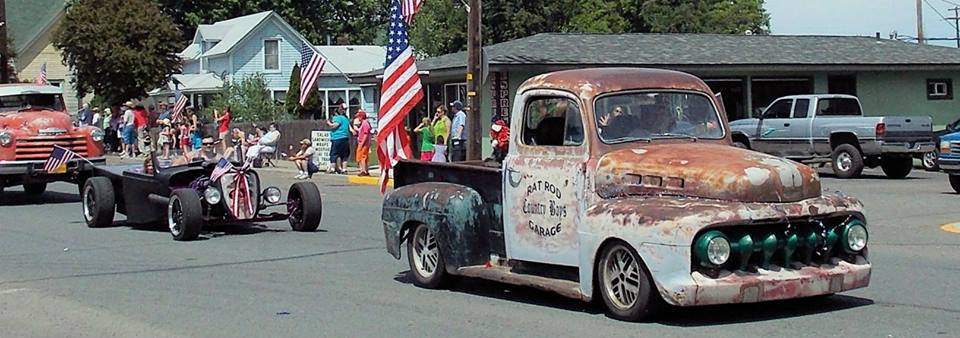 Classic cars in a parade