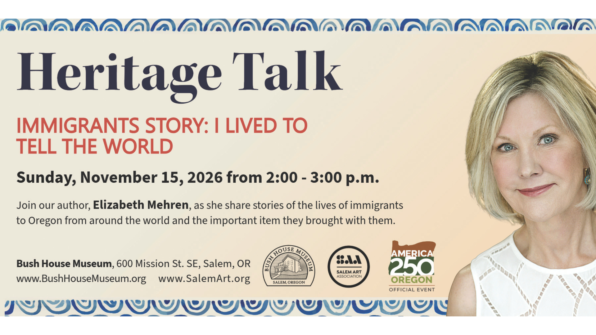 Heritage Talk with Elizabeth Mehren